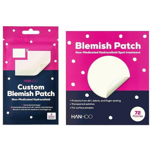 Hanhoo Blemish Patch and Custom Blemish Patch Duo | Hydrocolloid Blemish Patches | For Surface Blemishes and Blemish Clusters | 72 Blemish Patches + 2 Patch Sheets