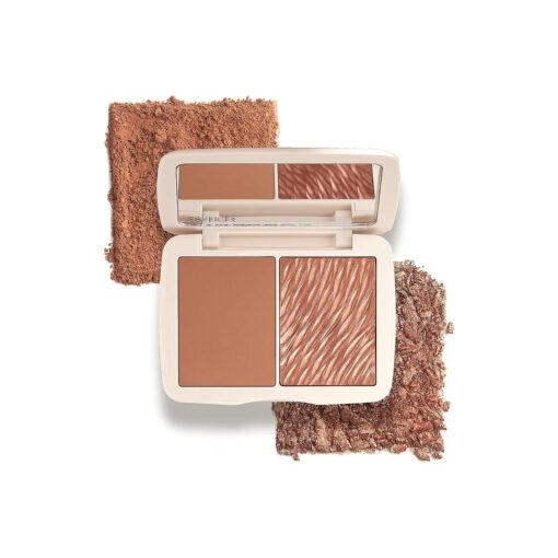 COVER FX Monochromatic Powder Bronzer Duo - Suntan Bronze - Soft Matte + Luminous Shimmer Finish - Create Custom, High Impact Bronze Glow