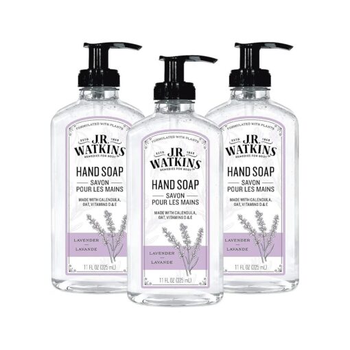 J.R. Watkins Gel Hand Soap, Scented Liquid Hand Wash for Bathroom or ? Kitchen, USA Made and Cruelty Free, 11 fl oz, Lavender, 3 Pack