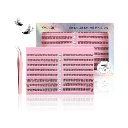 Lash Cluster Individual Eyelash : 192 Pcs False Eyelashes - DIY Wispy Fluffy Lash Extension - D Curl Lash Clusters Natural Look