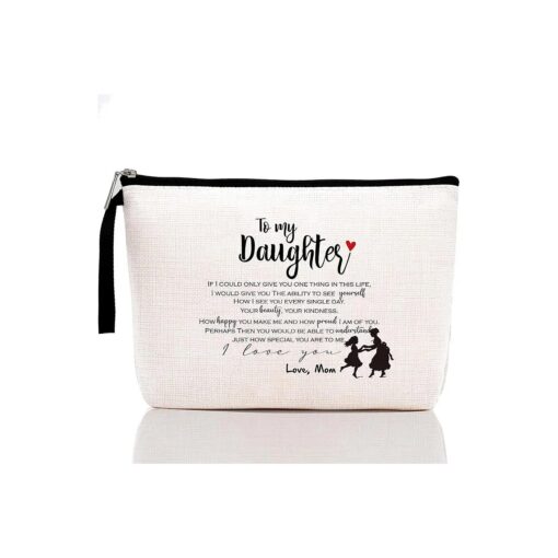 Daughter Gift from Mom to My Daughter Makeup Bag Gift for Daughter Birthday Teen Girls Gift Ideas for Birthday Graduation Christmas Wedding Daughter Bridal Shower Gift Valentine 's Day Cosmetic Bag