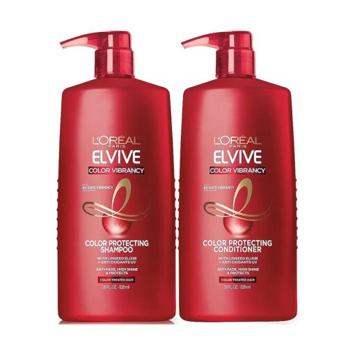 L'Oreal Paris Elvive Color Vibrancy Protecting Shampoo and Conditioner Set for Color Treated Hair, 28 Fl Oz ( Set of 2 )