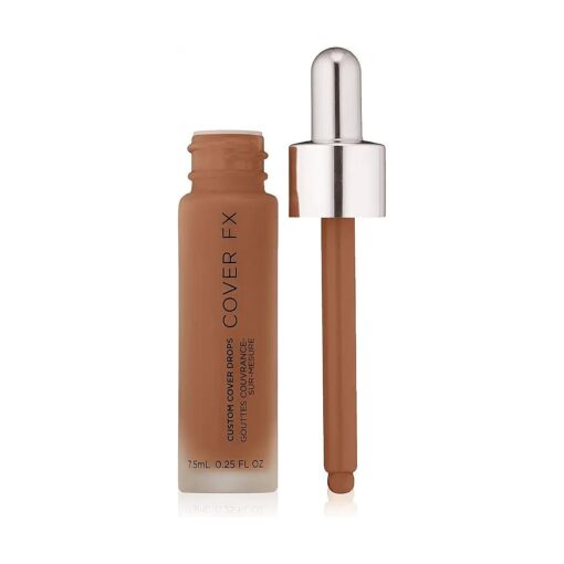 COVER FX Custom Cover Drops, Multi-Use Shade-Adjusting Liquid Foundation and Concealer Makeup, Vegan & Cruelty-Free Lightweight Skin Enhancer, 0.25 Fl Oz, N Deep 3