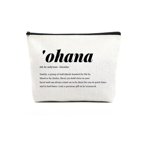 Inspirational Ohana Definition Gifts Ohana Means Family Makeup Bag Hawaiian Cosmetic Bag Hawaiian Gift Birthday Christmas Friendship Gifts for Women Her Sister Friend Coworker