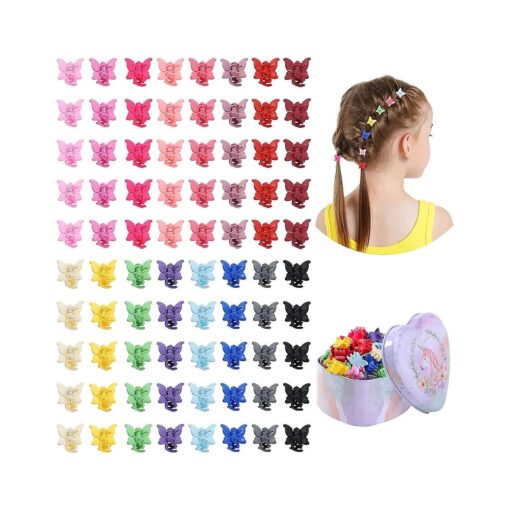 Choicbaby 80 Pcs Mini Butterfly Hair Clips for Girls 16 Colors 90s Girls Mini Hair Clips with Box Toddler Claw Clips Butterfly Clips for Hair