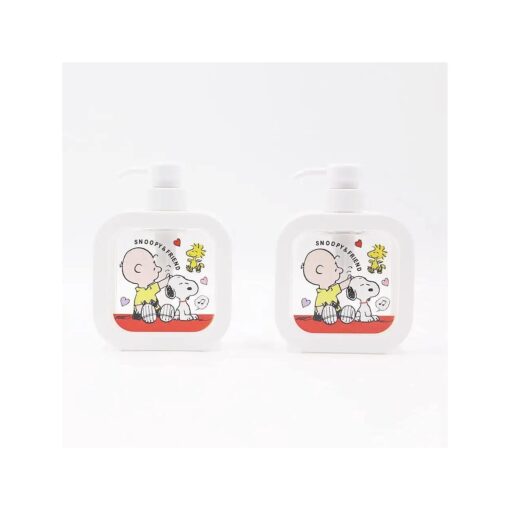 Finex 2 Pcs Peanuts White Dog Empty Refillable Pump Plastic Bottle Dispensers for Hand Sanitizer Liquid Soap Shower Gel Shampoo Conditioner Lotion Bottles Bath Bathroom Accessories