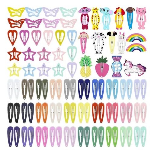 Hair Clips Colorful Hair Barrette Metal Cute Snap Hair Clips for Girls, Toddlers, Kids - 2 inch, 100pcs