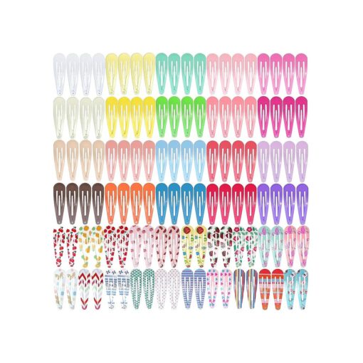 120 Pcs Hair Clips for Girls, Funtopia 2 Inch Girls Hair Clips Non Slip Metal Snap Hair Clips for Kids Teens Women, Cute Candy Color Barrettes Hair Accessories ( 40 Assorted Colors )