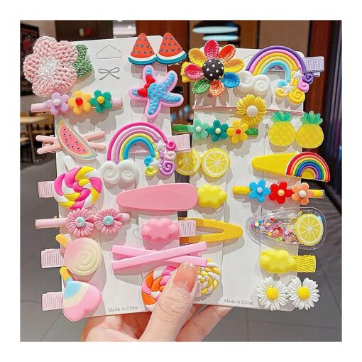 28 Pcs Colorful Hair Clips Cute Hair Accessories Flower Fruit Dessert Barrettes Hairpins for Baby Girls Teens Toddlers