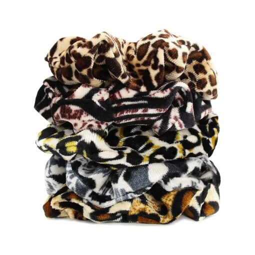 Hair Scrunchies Fabric Elastic Hair Scrunchy Ties Ropes Scrunchies for Women Girls ( leopard hair scrunchies-C )