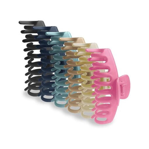 Large Hair Claw Clips for Women : 6-Colors/Set Premium Strong Hold Hairclips 4.3" Fashion Big Matte Banana Non-slip Long Thick Girls Hair Clamps