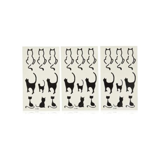 Small Cute Temporary Tattoo Cat Totem Neck ( Set of 2 )