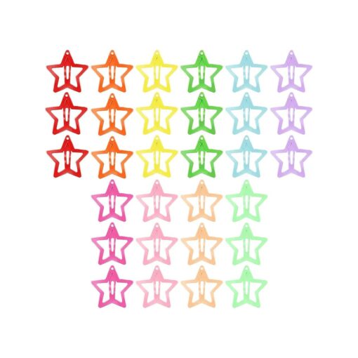 30 Pcs Star Clips Hair For Girls Non-Slip Hair Clips Star Hair Accessories Hairpins Cute Colorful Snap Clips Lovely Metal Hair Barrettes Kawaii Hair Clips For Girls Kids Toddlers Women ( paint )