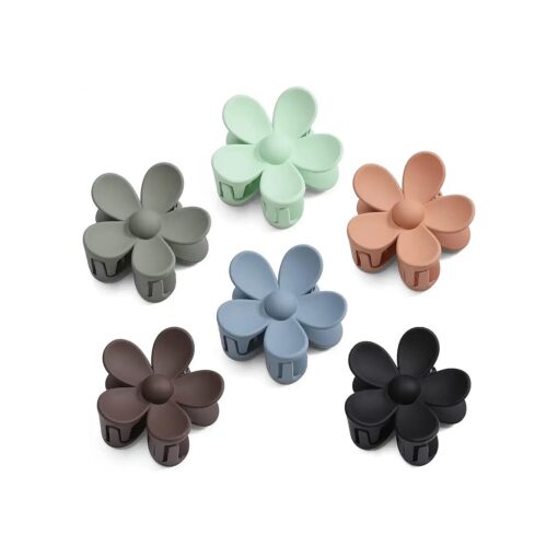 6PCS Flower Hair Clips, Flower Claw Clips for Thick Hair, Hair Clips for Thin Hair, Strong Hold Hair Claw Clips, Cute Hair Clips for Women Christmas Gifts, Large Hair Jaw Clips, Mint Green Colors