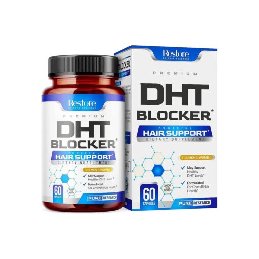 DHT Blocker Hair Growth Support Supplement - Supports Healthy Hair Growth, Healthy Thick Strong Hair - Saw Palmetto + Hair Vitamins for Women & Men - May Support Healthy DHT Levels - Low Loss Capsules