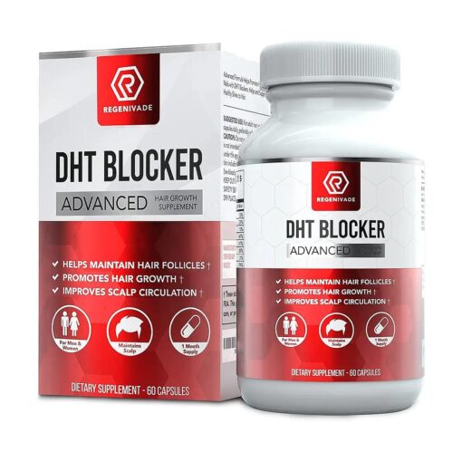 DHT Blocker Advanced Hair Support Supplement ( 60 Capsules ) - Made in USA - for Men & Women - Reduces Hair Loss, Promotes Hair Growth, Supports Hair, Nails, Skin