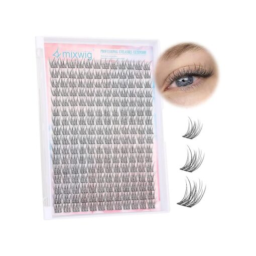 Natural Lash Clusters Wispy Eyelash Clusters 192PCS Individual Lashes CC Curl Natural Cluster Lashes 9-11mm Eyelash Extension Individual Lashes DIY Lash Extension at Home