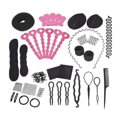 Set of 20 Donut Bun Maker Fashion Hair Design Styling Accessory Maker Pads Hairpins Hairabands Clips Donut Maker Hair Braiding Tool Kit for Ladies Girls DIY Magic Hair Twist Styling Set