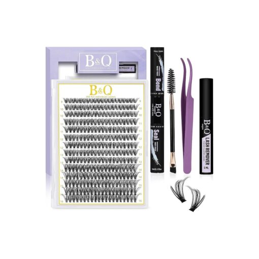 B & Q DIY Lash Extension Kit 280 PCS Individual Eyelash Extension Kit 0.07D 9-16MIX 30D 40D 50D Cluster Lashes Kit Lash Glue Remover for Eyelash Extensions ( Kit-40D-0.07D,9-16MIX )