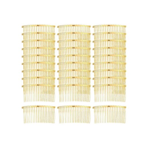 Cinaci 30 Pack Gold Metal Hair Side Combs Slide Bun Holder with 20 Teeth DIY Headpieces Clips Grips Barrettes Accessories for Women Girls Brides Veil ( Gold )