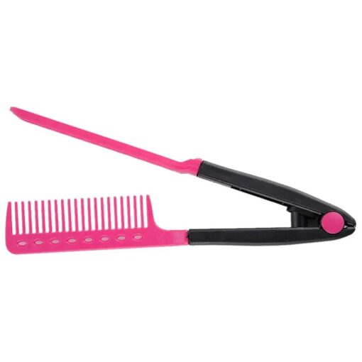 DIY Salon Hair Brush Combs Hairdressing Styling Hair Straightener V Shaped Straight Comb ( Pink )