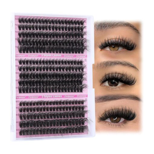 Fluffy Lash Extension Mink Thick Cluster Eyelash Extensions 10-18mm Lash Clusters Individual Lash Extensions DIY Clusters Lashes Extension at Home by Focipeysa ( 300pcs-70P+80P+90P 10-18mm )