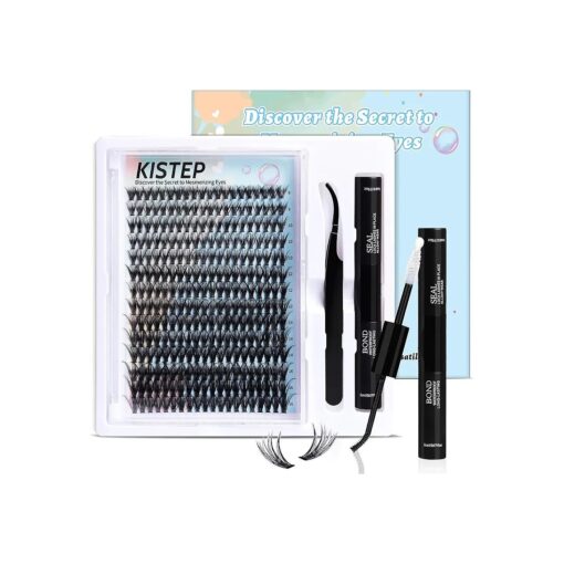 DIY Lash Extension Kit, 280Pcs Lash Clusters, Individual Eyelash Extensions Kit with Natural Look, 40D-0.07-D Curl 8-16 Mix Lash Lift Kit, Manga Lash Clusters Diy at Home