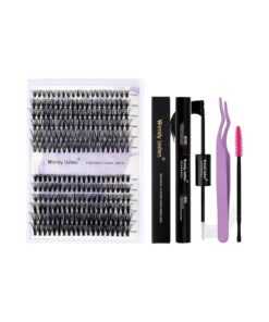 DIY Eyelash Extension Kit - 240 Mixed Curl Lash Clusters, Bands, Seal and Applicator for Individual Lash Extensions ( 30-40mm Kit )