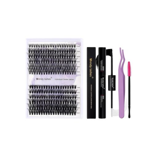 DIY Eyelash Extension Kit - 240 Mixed Curl Lash Clusters, Bands, Seal and Applicator for Individual Lash Extensions ( 30-40mm Kit )