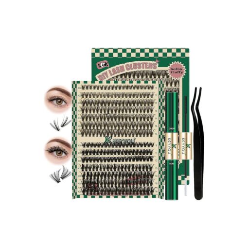 DIY Lash Extension Kit 280pcs Individual Lashes D Curl Eyelash Extension Kit KEYYOU 30D+40D 9-16Mix Lash Clusters with Lash Bond and Seal and Lash Applicator for DIY at Home ( KIT-30D40D-0.07D-9-16Mix )