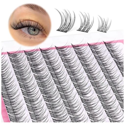 Natural Cluster Lashes Wispy CC Curl 9-11MM Mixed Lengths Eyelash Extension Individual 96 Pcs DIY Lash Extension at Home