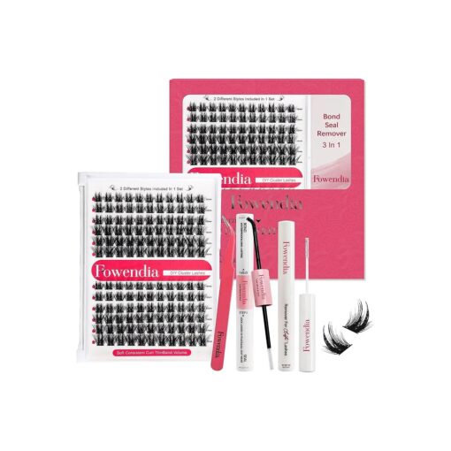 Lash Extension Kit Lash Clusters DIY Eyelash Extension Kit with 10-16mm Individual Lashes D Curl Lash Bond & Seal and Remover Lash Applicator for Eyelash Extensions Beginners ( F10, Kit )