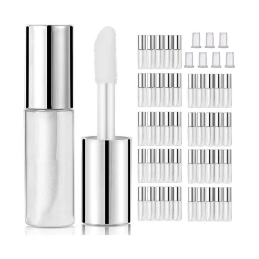 lip gloss tubes tube kit,45 Pack 1.2ML empty lip gloss tubes Containers Mini Balm Reusable Containers for Lipstick SamplesTravel DIY Makeup White Red