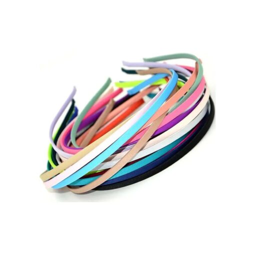 20 PCS Women DIY Satin Fabric Covered Ribbon Headbands 5mm Width, Mixed Color .