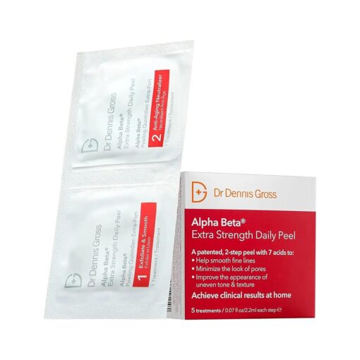 Dr Dennis Gross Alpha Beta Extra Strength Daily Peel | 2 Step Daily Treatment to Boost Radiance, Refine Pores, Clear Breakouts, and Smooth Lines & Wrinkles | 5 Treatments