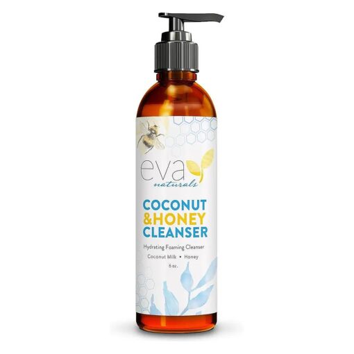 Eva Naturals Coconut & Honey Cleanser Hydrating Foaming Cleanser - Moisturizing, Non-Stripping Daily Acne Face Wash For All Skin Types - 6 Fl Oz