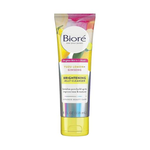 Biore Daily Brightening Jelly Cleanser, 4 Fluid Ounces, to Banish Pore Build Up and Improve Tone and Texture, For Brighter Skin, For All Skin Types