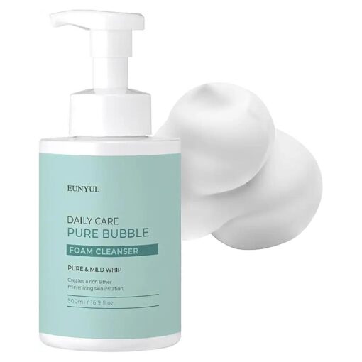 EUNYUL Daily Care Pure Bubble Foam Cleanser 16.9 fl, Oz, Korean Skincare pH 5.5 Bubble foam with Pump type Face Wash for Deep Cleansing