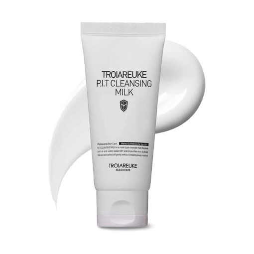 TROIAREUKE PIT Cleansing Milk I Deep Cleansing Daily Facial Cleanser for All Skin Types, Dry, Hydrating Face Mask with Antioxidants, Vitamins, Moisturize Korean Aesthetic Skin Care 1.69 fl oz