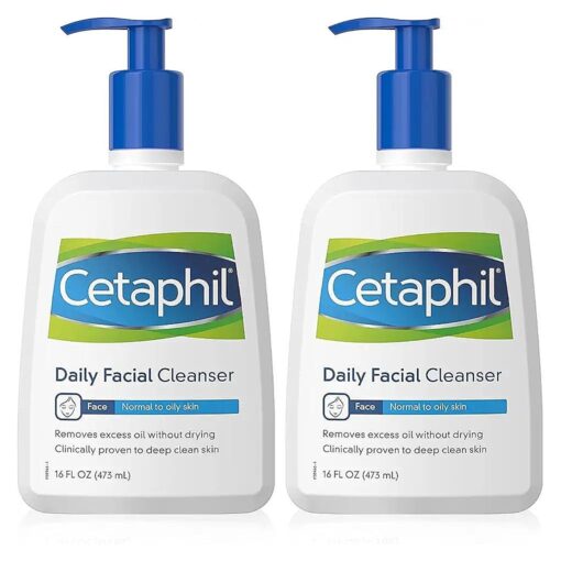 Face Wash by Cetaphil, Daily Facial Cleanser for Combination to Oily Sensitive Skin, 16 Ounce Pack of 2, Gentle Foaming Deep Clean Without Stripping