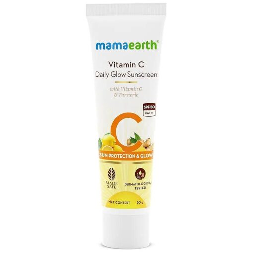 Daily Glow Sunscreen SPF 50 PA+++, No White Cast with Vitamin C & Turmeric for Sun Protection & Glow - 20 g