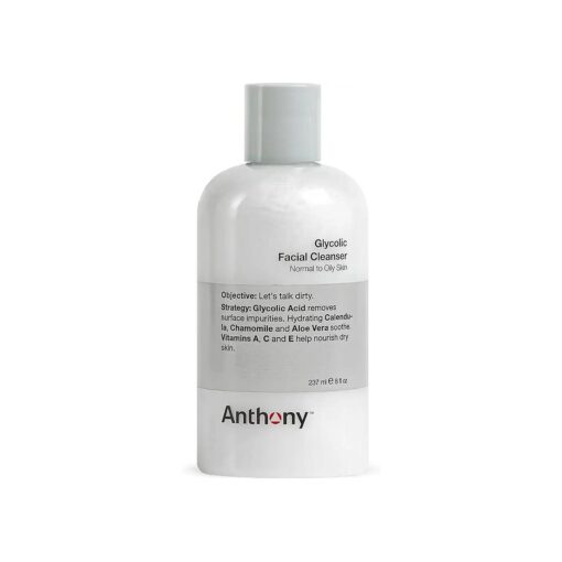 Anthony Glycolic Facial Cleanser for Men - Daily Cleansing Face Wash and Shave Prep - Hydrating, Exfoliating, and Gentle on Sensitive Skin - Non-foaming, 8 Fl, Oz