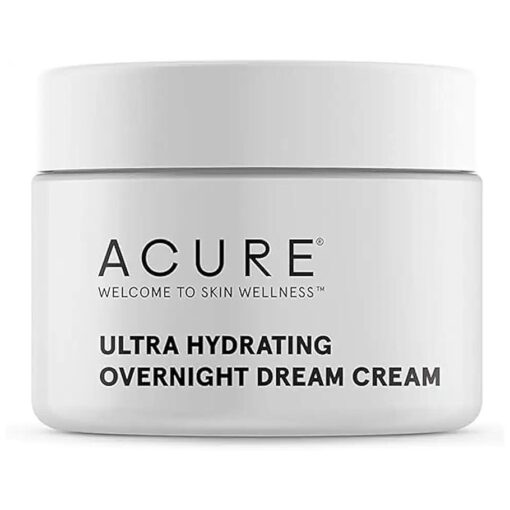 Acure Ultra Hydrating Overnight Dream Cream - All Night Booster Mask for Dry Skin - Made with Melatonin & Hemp Seef Oil Extract for Intense Moisture - 1.7 Fl Oz