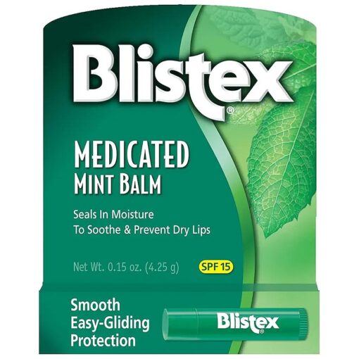 Blistex Medicated Mint Lip Balm, 0.15 Ounce ( Pack of 24 ) - Prevent Dryness & Chapping, SPF 15 Sun Protection, Seals in Moisture, Hydrating Lip Balm, Easy Glide Formula for Full Coverage