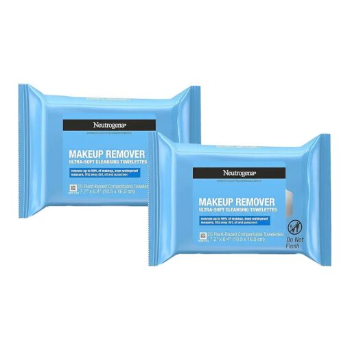 Neutrogena Makeup Remover Cleansing Towelettes, Daily Face Wipes to Remove Dirt, Oil, Makeup & Waterproof Mascara, 25 ct. ( Pack of 2 )