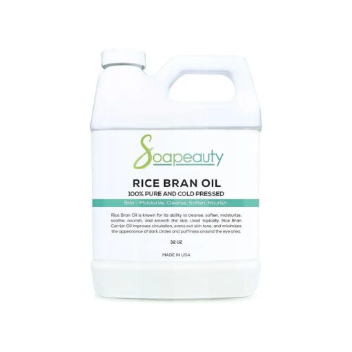 RICE BRAN OIL Cold Pressed Unrefined | 100 % Natural Available in Bulk | Carrier for Essential Oils, Face, Skin, Hair Moisturizer, Soap Making | ( 32 OZ )