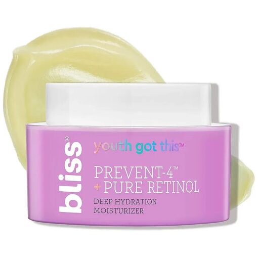 bliss Youth Got This and Pure Retinol Deep Hydration Moisturiser Visibly Diminishes Fine Lines Clean Fragrance-Free Cruelty-Free Paraben Free Vegan 50 ml