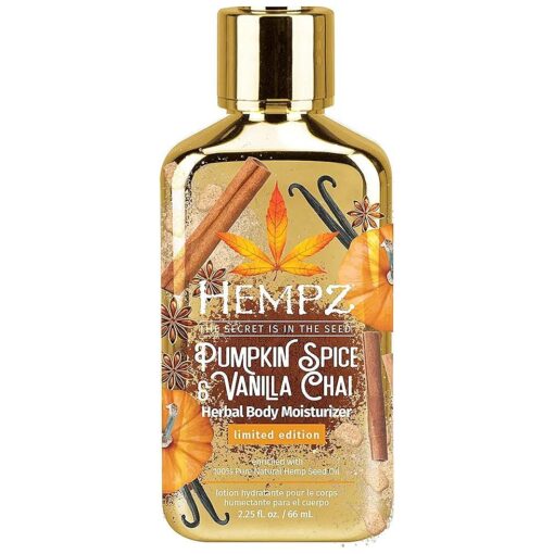 Body Lotion Limited Edition - Pumpkin Spice & Vanilla Chai Daily Moisturizing Cream, Shea Butter Hand and Body Moisturizer - Hemp Lotion - Skin Care Products, Hemp Seed Oil - Mini, 2.25 oz .