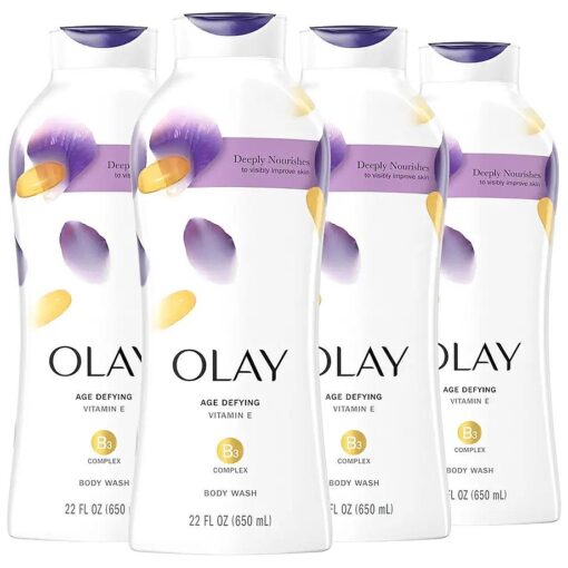 Olay Age Defying Body Wash with Vitamin E & B3 Complex, 22 Fl Oz ( Pack of 4 )