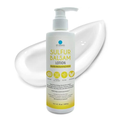 Dr. Robaina Sulfur Balsam Lotion - Daily Moisturizer with Shea Butter and Tea Tree - 8 oz - For Sensitive Skin